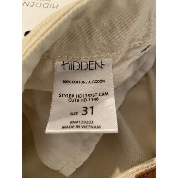 Women’s Hidden Tracey Sz 31 Cream Straight Distressed Button Fly High Rise Jeans - Picture 10 of 12